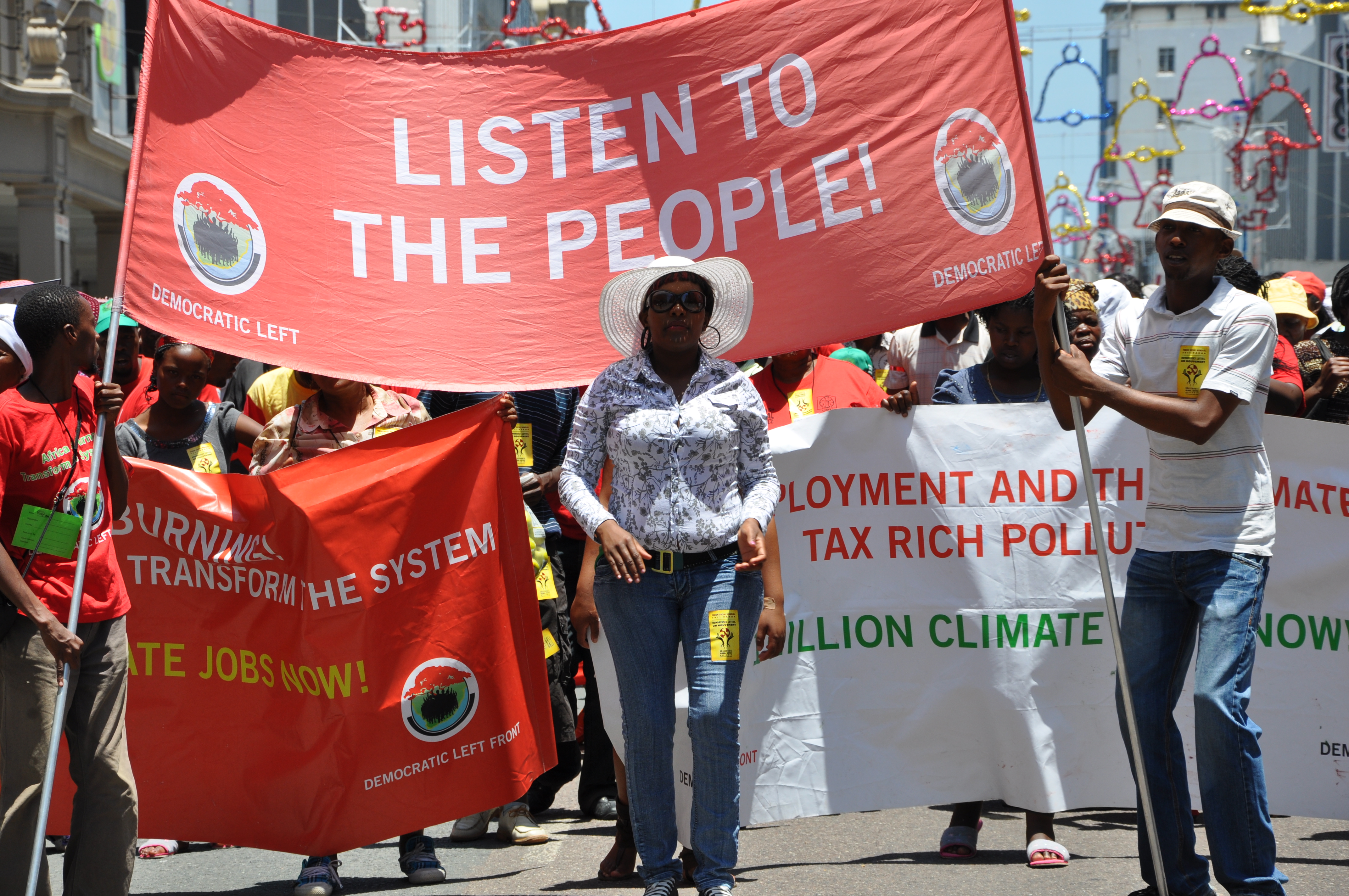 People power: demonstrators from the Democratic Left Front in Durban